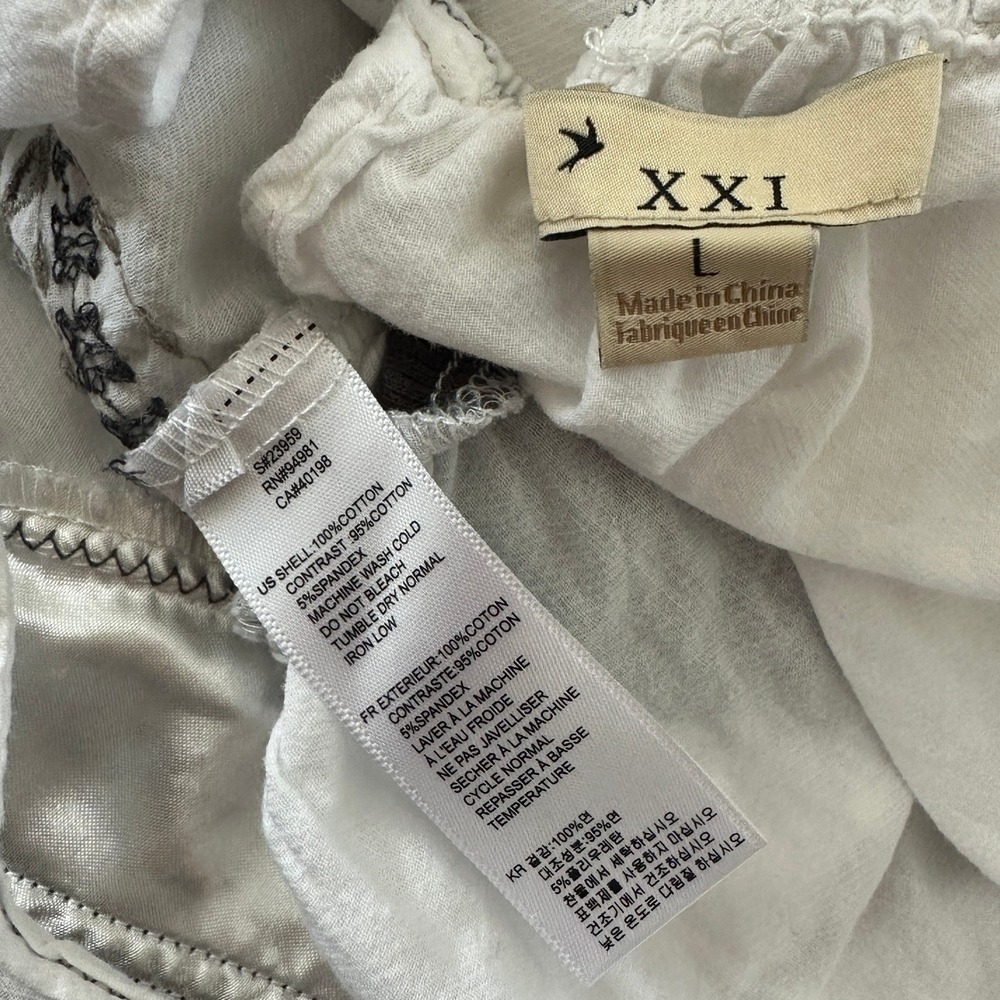 Forever 21 Y2K Womens White Embroidered T-Back Top Boho Summer - Picture 8 of 8
